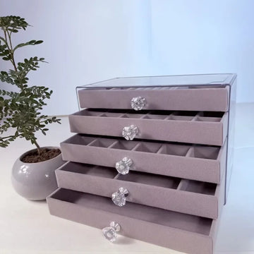 5-Layer Jewelry Storage Box – Elegant Gray Drawer Organizer for Rings, Earrings, Necklaces & Bracelets | NaturalBuiltHome