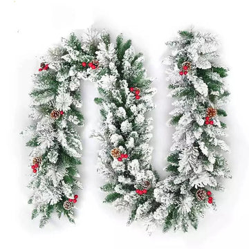180cm Christmas Rattan Garland With Snow for Interior Christmas Deco Artificial Flower Garland For Home Stairs Winter New Year