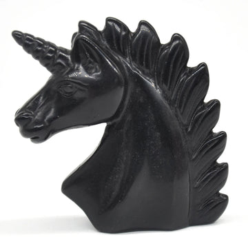 2" Unicorn Statue Natural Black Obsidian Stone Carved Home Decoration Healing Crystal Reiki Figurine Spiritual Gemstone Omament