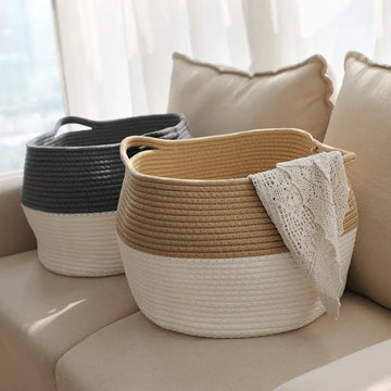 Big Cotton Rope Woven Flower Basket, Flower Basket, Round Storage, Home Decor, Laundry Big Box, Bamboo Baskets Organizing Rattan