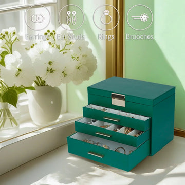 Large 4-Layer Jewelry Box – Multi-Compartment Storage Case for Rings, Necklaces & Earrings | Naturalbuilthome