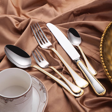 Luxury Stainless Steel Cutlery Set – Silver, Gold, Rose Gold & Black Flatware, 4/5pcs Elegant Dinnerware | NaturalBuiltHome