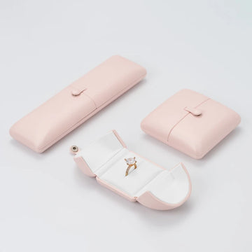 PU Leather Jewelry Box – Elegant Pink Organizer with Velvet Interior for Rings, Earrings & Bracelets | Naturalbuilthome