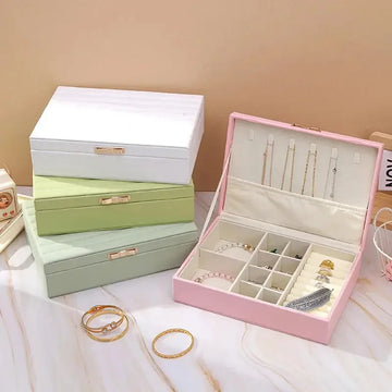 PU Leather Jewelry Storage Box – Elegant Double Layer Organizer with Magnetic Lock | NaturalBuiltHome