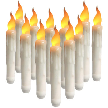 Pack of 24/12pc Flameless LED Candle Battery Operated Floating Taper Candles for Party Church Christmas Halloween Decoration 