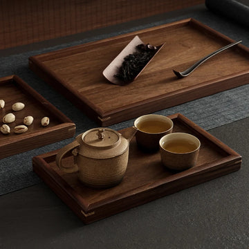 Japanese Walnut Tea Ceremony Wooden Tray Solid Wood Dry Brewing Tray Home Decoration High-end Tea Dessert Dessert Dinner Plate