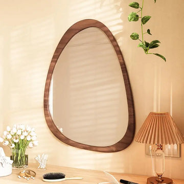 Irregular Wall Mirror Living Room Decoration Modern Girls Mirror Funky Wooden Asymmetrical Bathroom Espelhos Home Decorations