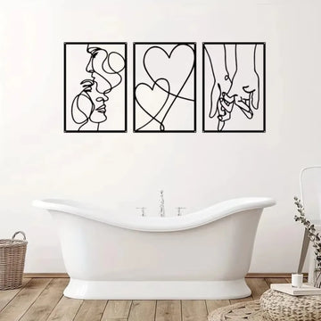 Minimalist Metal Line Wall Art: Alluring "Kiss Hand" Design – Perfect Valentine's Decor for Modern Aesthetic Homes