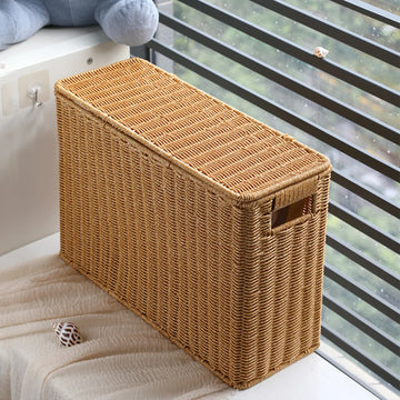 Storage Baskets With Lids Narrow Slim Woven Hamper For Wall Corner ganizer Weave Sundries Bin Vegetable Toys Basket Handles