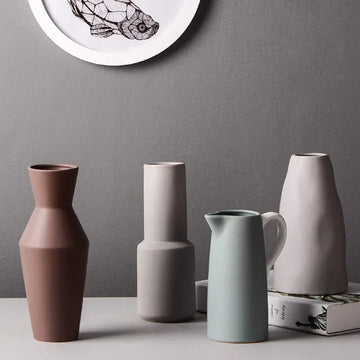 Nordic Ins Ceramic Vase Hydroponic Dried Flower Flower Arrangement Flower Decoration Desk Living Room Home Decoration Vases