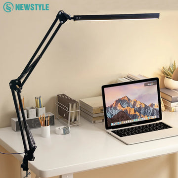 Single-Head LED Folding Metal Desk Lamp 3 Colors Adjustable 10 Brightness Levels Flexible Rotating Lamp Head for Home Reading PC
