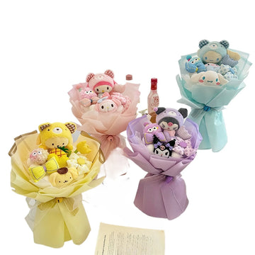 Finished Cartoon Doll Bouquet Doll Bouquet Birthday Graduation Valentine's Day Gift Dried Flowers Decoration GirlfriendsChildren