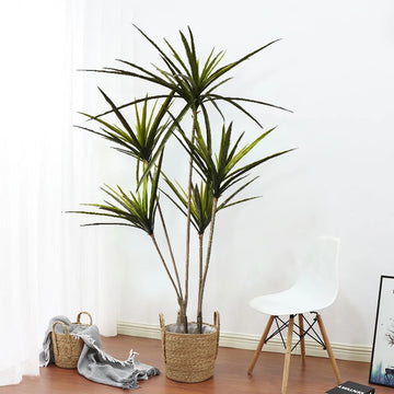New 90-120cm Artificial Dracaena Plants Fake Plastic Palm Leaves Cycas Plant For Home Indoor Garden Decor Fake Tropical Potted