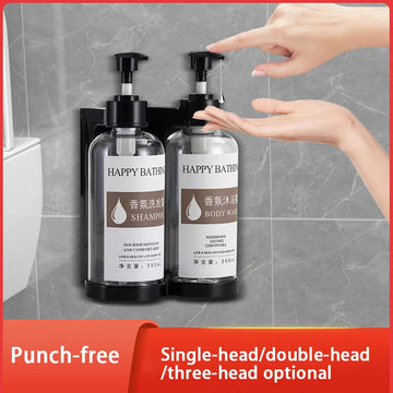 Wall Mounted Manual Soap Dispensers Hotel Shampoo and Shower Gel Separate Bottles Bathroom Shampoo Bottles with Pumps Drill