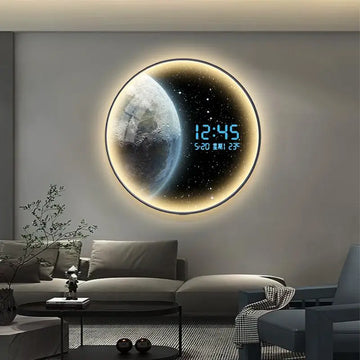 Galaxy LED Digital Wall Clock Modern Luxury Living Room Decor With Starry Night Sky Art Bedroom Dining Room Home Decoration