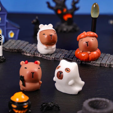 8 Kinds of Capybaras Ghost Halloween Decorations Miniature Capibara Collection Home Decorative Figurines Micro Landscape DIY