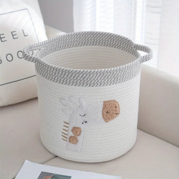 1pcs Giraffe Multifunctional Cute Cotton Rope Knitting and Finishing Basket Clothing Toys Storage Basket Living Room Home Use