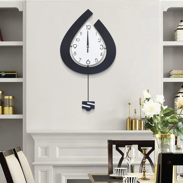LOYALHEARTDY Large Swing Wall Clock Living Room Modern Decor Silent Pendulum Clocks Wall-Mount Teardrop Shape Clock Decoration