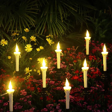 Solar LED Lights Smokeless Waterproof Candle Lights Suitable for Outdoor Garden Lawns to Halloween Decorations