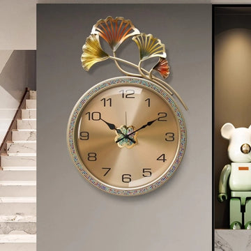 Light Luxury Ginkgo Leaf Hanging Clock Modern Minimalist Home Living Room Creative Decoration Clock