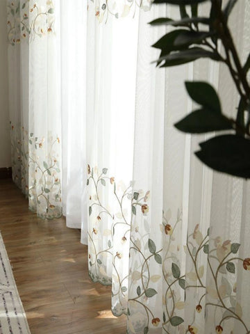 White small fresh cherry yarn leaf yarn northern European style simple modern garden yarn curtain