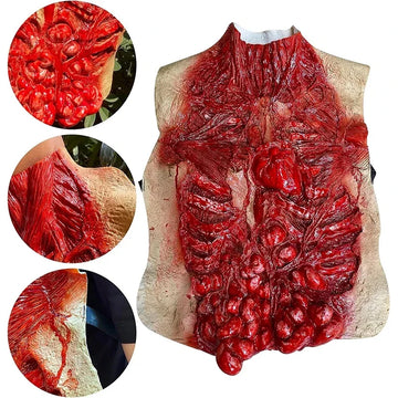Realistic Halloween Bloody Chest Prop Zombie Torso Costume Accessory with Exposed Guts for Scary Party Decorations
