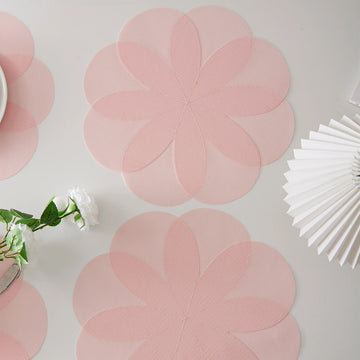 Flower PVC Woven Placemats Set of 4 Washable Indoor Outdoor Table Mats Wipeable Dining Table Accessories Durable Kitchen Decor