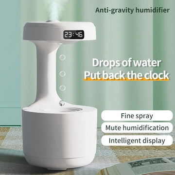 Multifunctional Anti Gravity Air Humidifier Bluetooth Table Lamp Night Lights Office Bedroom Aromatherapy Clock Digital Display