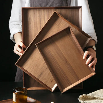 Natural Wood Tray Home Japanese Tea Tray Put Fruit Cups Black Walnut Dinner Plate Logs Whole Cutting