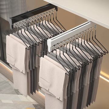Top Mount Wardrobe Hanger Pulling Out Hangers Extendable Clothes Rail Adjustable Wardrobe Telescopic Rail Rack Trouser Organiser