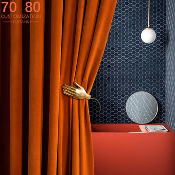 Custom Orange Australian Wool Velvet Thickened Blackout Velvet Curtains for Living Room Bedroom Balcony Floating Window