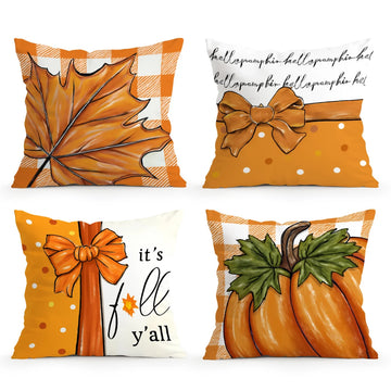 Pumpkin and autumn leaves Cushions Pillowcase Polyester Cushion Cover Throw Pillow Sofa Decoration Pillowcover Home Decor