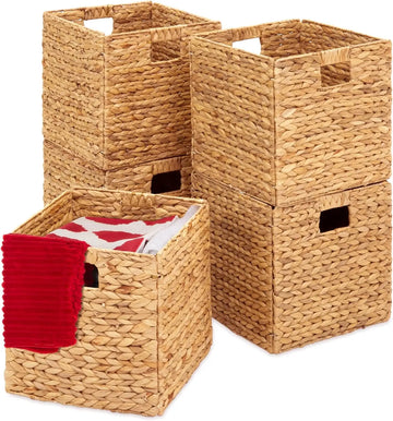 Best Choice Products 10.5x10.5in Hyacinth Baskets, Rustic Multipurpose Collapsible Storage Organizer, Handwoven Laundry