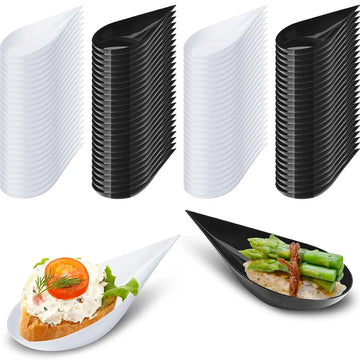 Tear Drop Mini Appetizer Plates,Reusable Plastic Spoons Desserts Appetizers Dishes Serving Plate,Catering Dessert Tasting Cups