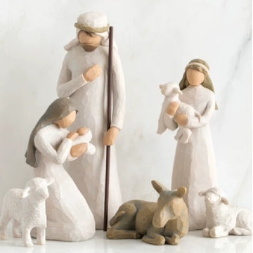 Hand-Painted 6-Piece Nativity Set Sculpted Figures Biblical Manger Holiday Christmas Wedding Gift Decorative Religious Art