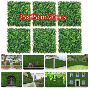 10/20pcs Artificial Boxwood Panels Flowers Topiary Hedge Plant 25x25cm UV Protected Greenery Wall Grass Wall Panel