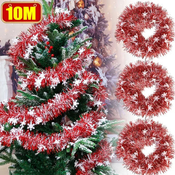 Christmas Red Snowflake Ribbon Garland DIY Xmas Tree Foil Pull Flower Ribbons Wedding Party Home Hanging Decoration Pendent