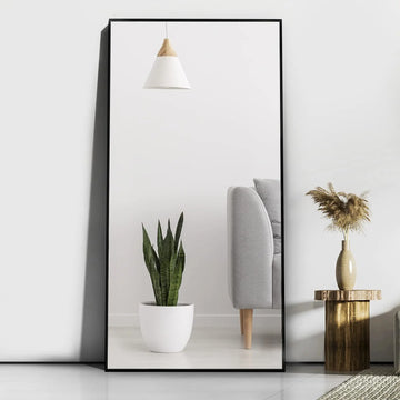 CASSILANDO Full Length Mirror 65" * 24 ", Floor Standing Mirror, Black Metal Frame Mirror, Full Body Mirror