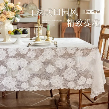 2025 new lace tablecloth modern simple hollow jacquard table cover atmosphere dessert table coffee table