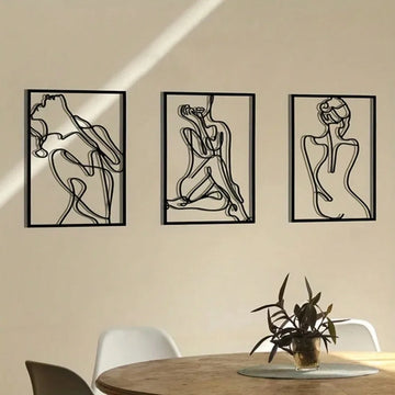 3pcs Metal Wall Sculptures: Minimalist Abstract Woman Line Drawings - Sophisticated Wall Art Decor, Ideal for Outdoor Wall Art