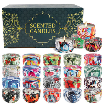 24 Pcs Tin Can Xiangyun Style Scented Candle, Natural Soy Wax Wax, Pollution-Free, with Fragrance, Suitable for Holiday or Birthday Gifts to Relatives and Friends.