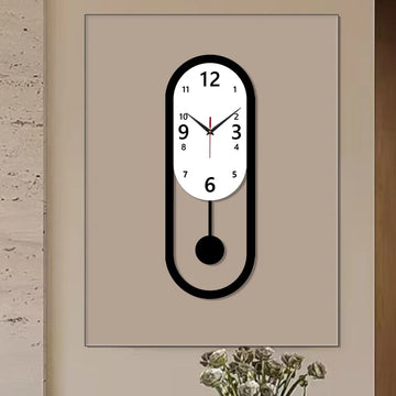 Silent Non-ticking Elliptical Swing Wall Clock - Home Decor Clock For Living Room, Bedroom, Office | Ideal Christmas Gift