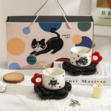 Cute Ceramic Coffee Cup Plate Gift Box High Beauty Water Cup Couple Cup Coffee Mug