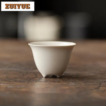 2pc/lot Plant Ash Three-legged Teacup Japanese Handmade Master Cup Zen Set of Cup Meditation Cup Chinese Tea Set Decoration 50ml