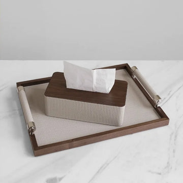 Organizer Wooden Storage Trays RemovableLuxury Makeup Rectangle Table Trays Food Leather Tray Spice Kitchen Tray Decorative