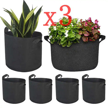 3pcs Vegetable/Flower/Plant Grow Bags Black Fabric Grow Pots Tools Strawberry Vegetable Seedling Grow Bags Plant Pot Fabric