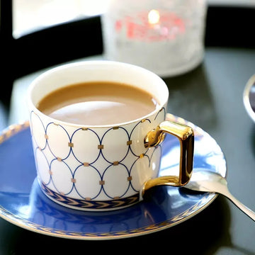 240ML, bone china espresso cup, blue noble design,porcelain coffee mugs with saucer, delicate ceramic cup of coffee, tea set