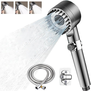4 Modes One-click Stop Water Saving High Pressure Handheld Showerhead Massage Shower Head with Brush Cotton Filters for Bathroom