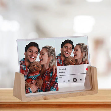 Custom Song Music Code Acrylic Photo Frame Wedding Anniversary Personalized Picture Board Plaque Stand Couple Valentines Gifts