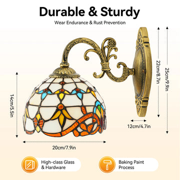 Baroque Victorian Style Glass Wall Lamp Hardware Baked Paint Dimmable Design E27 Base Indoor Home Decor Lighting Fixture